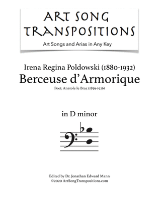 Book cover for POLDOWSKI: Berceuse d'Armorique (transposed to D minor, bass clef)