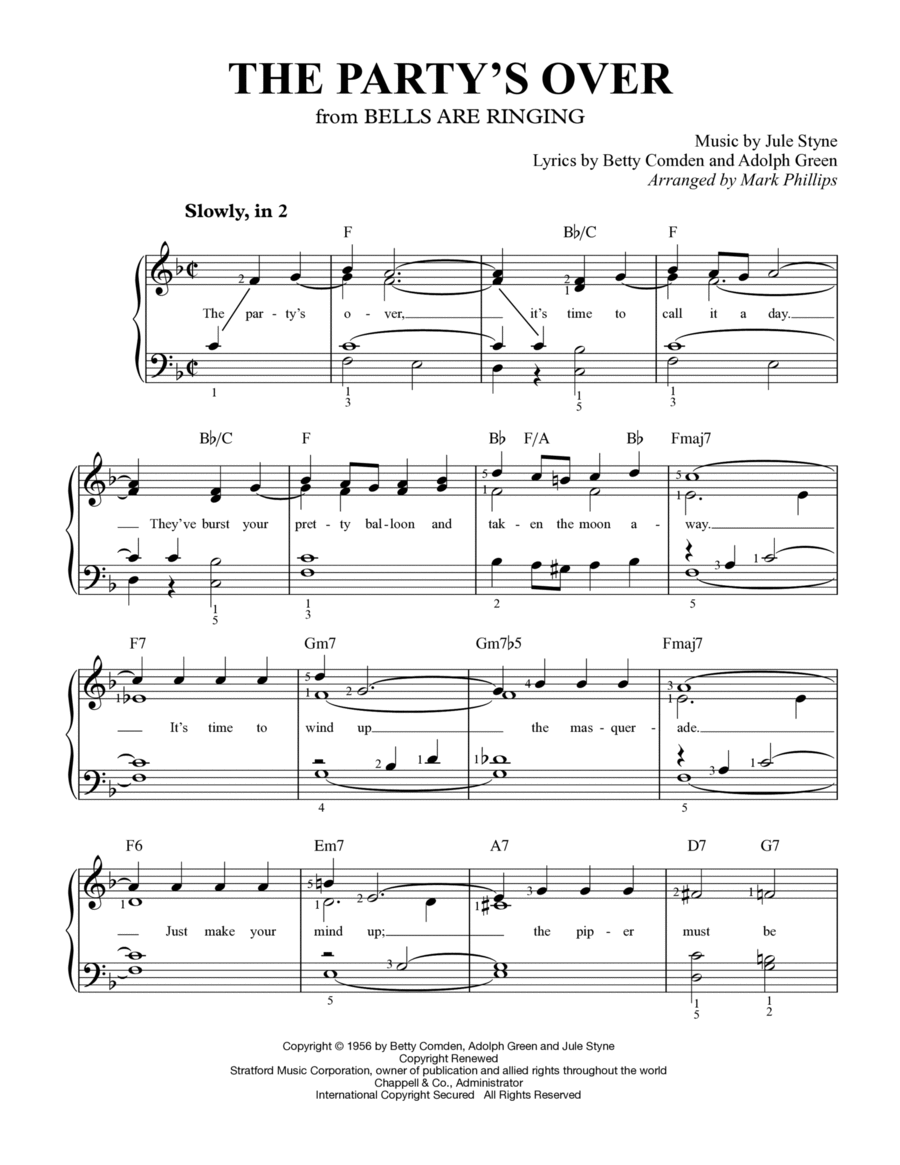 The Party's Over Easy Piano scores gallery preview page 1