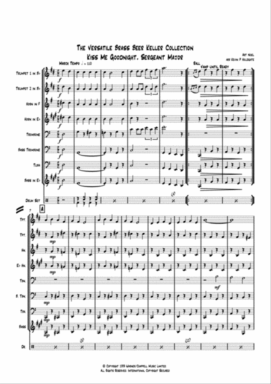Kiss Me Goodnight, Sergeant Major Brass Ensemble scores gallery preview page 1