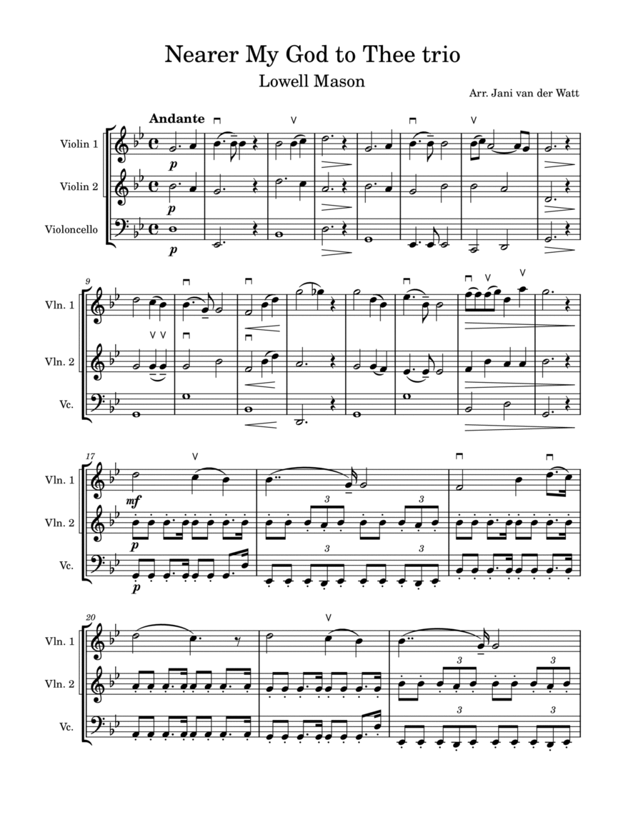 Nearer, My God, To Thee String Trio scores gallery preview page 1