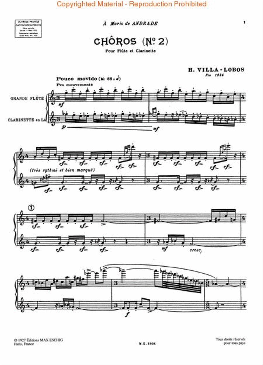 Choros No. 2 Clarinet scores gallery preview page 2