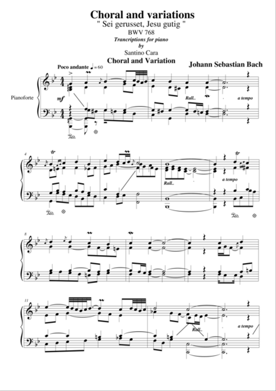 J.S.Bach - Sei gegrusset,Jesu gutig BWV 768 Choral & variations for piano 4-Part scores gallery preview page 1