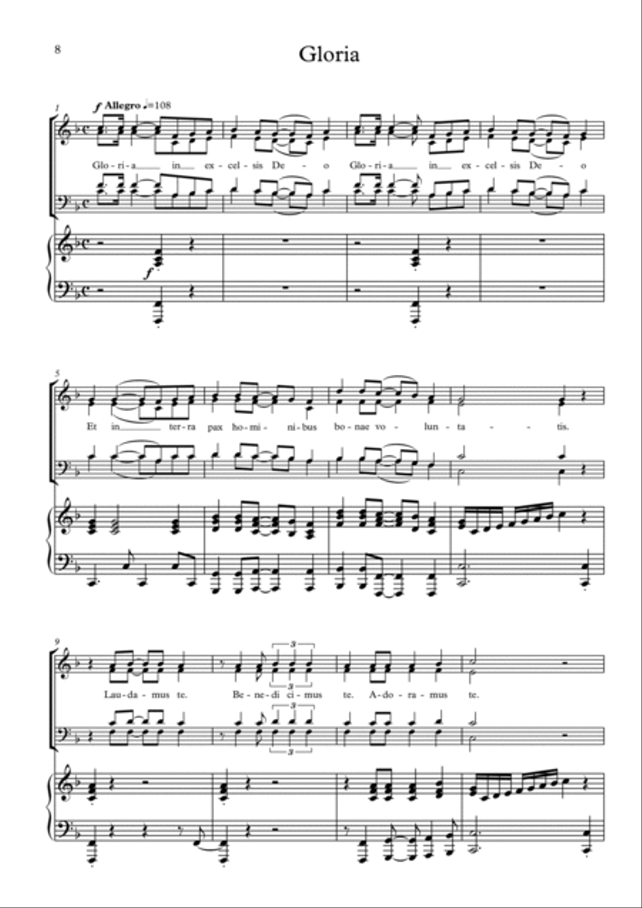 Missa gioiosa for 4prt mixed choir, piano or organ, bass, drums, keyboard ad lib. 4-Part scores gallery preview page 4