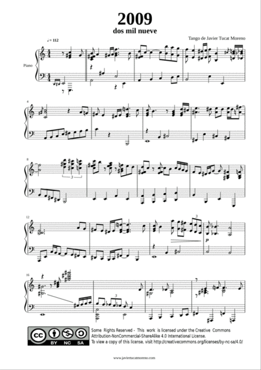 2009 - Tango for Piano 2009 - Tango for Piano Piano Solo scores gallery preview page 1