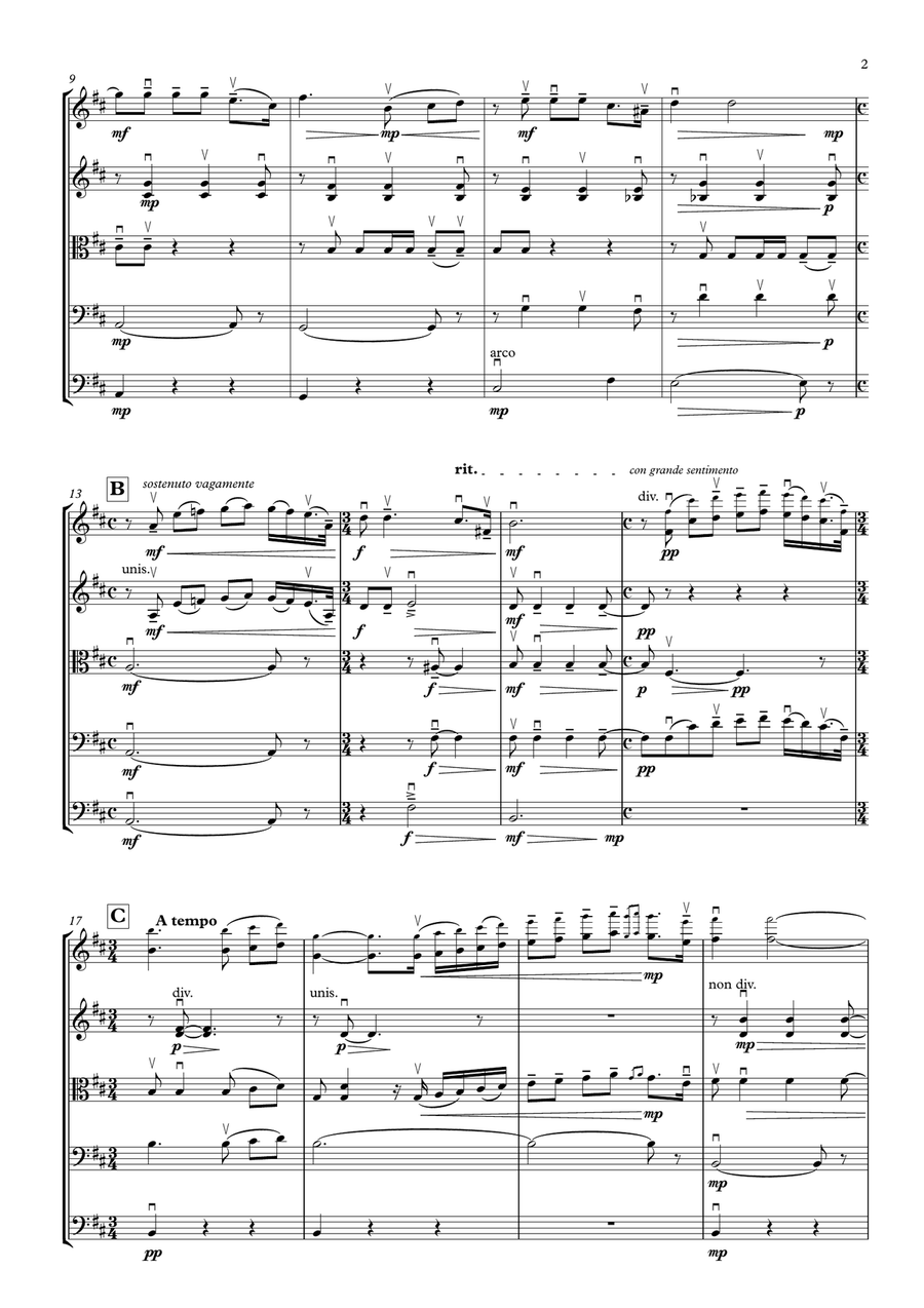 E Lucevan le stelle, from Tosca, by Giacomo Puccini, arranged for String Orchestra by Adrian Mansukh String Orchestra scores gallery preview page 3