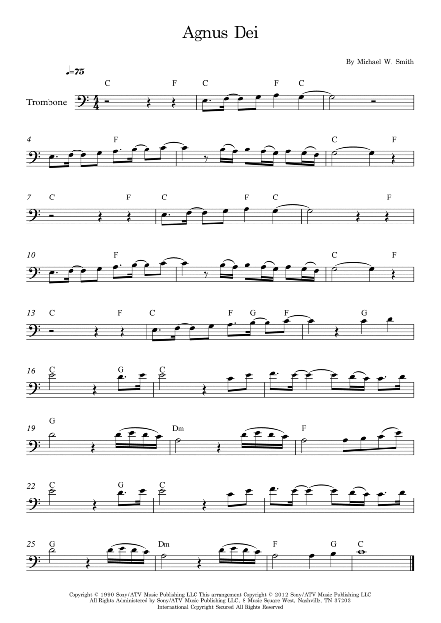 Agnus Dei Trombone Solo scores gallery preview page 1