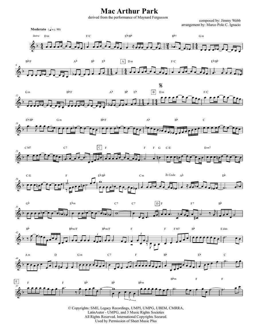 Macarthur Park Piano scores gallery preview page 1