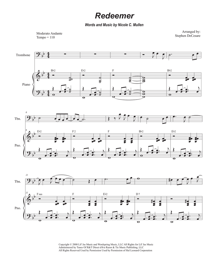 Redeemer Redeemer Piano scores gallery preview page 1