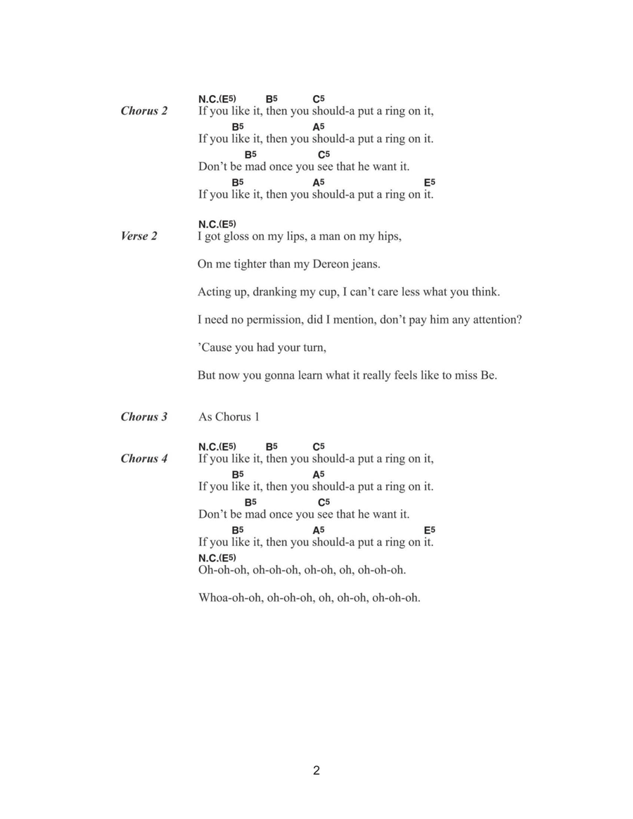 Single Ladies Single Ladies Acoustic Guitar scores gallery preview page 2