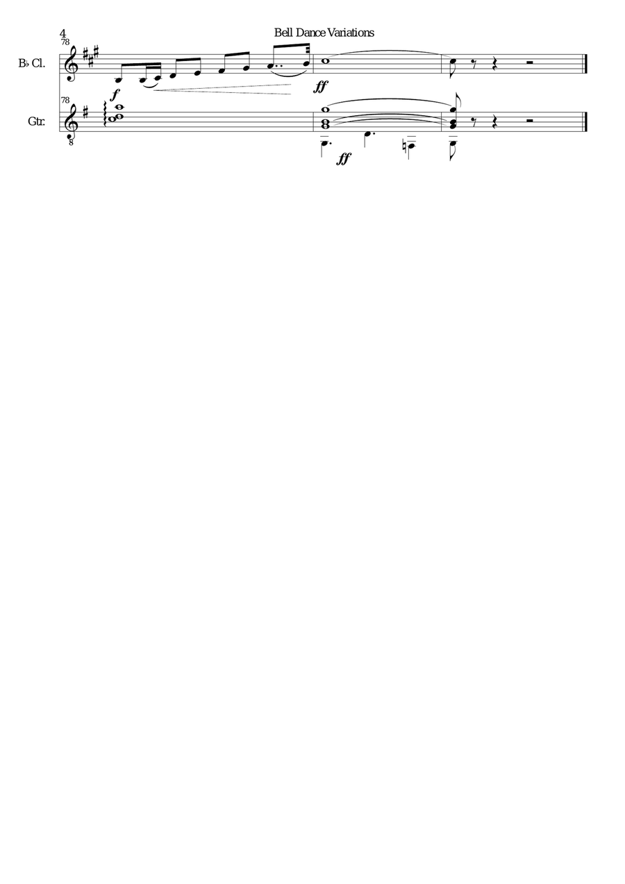 Bell Dance Variations for clarinet and guitar Clarinet scores gallery preview page 4
