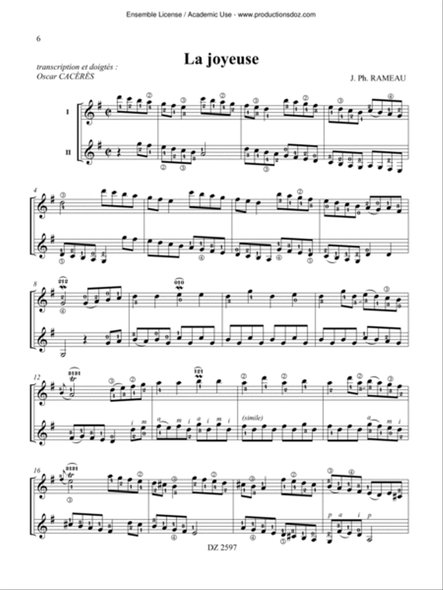 Pièces de clavecin pour 2 guitares, vol. 2 Classical Guitar scores gallery preview page 6