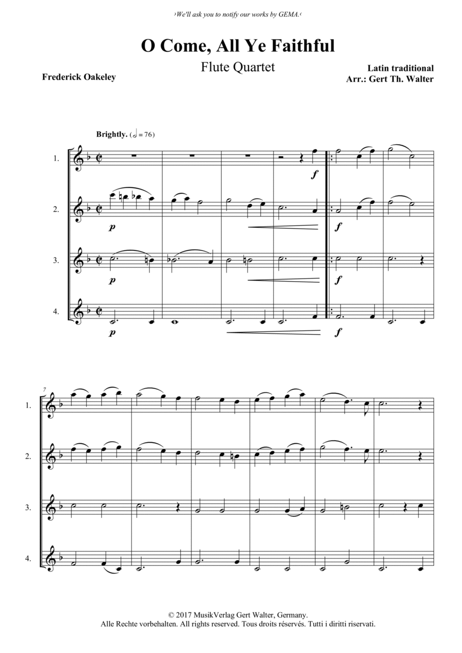 O Come, All Ye Faithful O Come, All Ye Faithful Woodwind Quartet scores gallery preview page 1