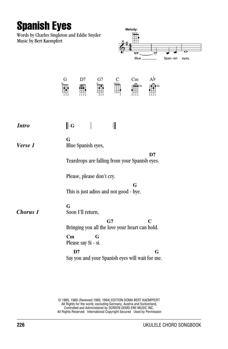 Spanish Eyes Ukulele scores gallery preview page 1
