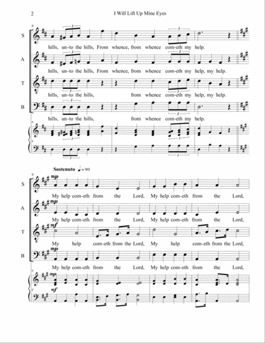 I Will Lift Up Mine Eyes 4-Part scores gallery preview page 2