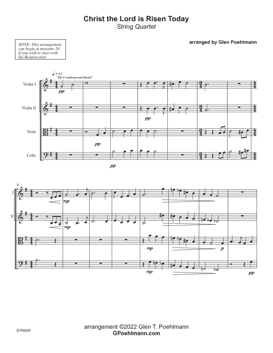 CHRIST THE LORD IS RISEN TODAY - String Quartet (Grade 3+) String Quartet scores gallery preview page 1