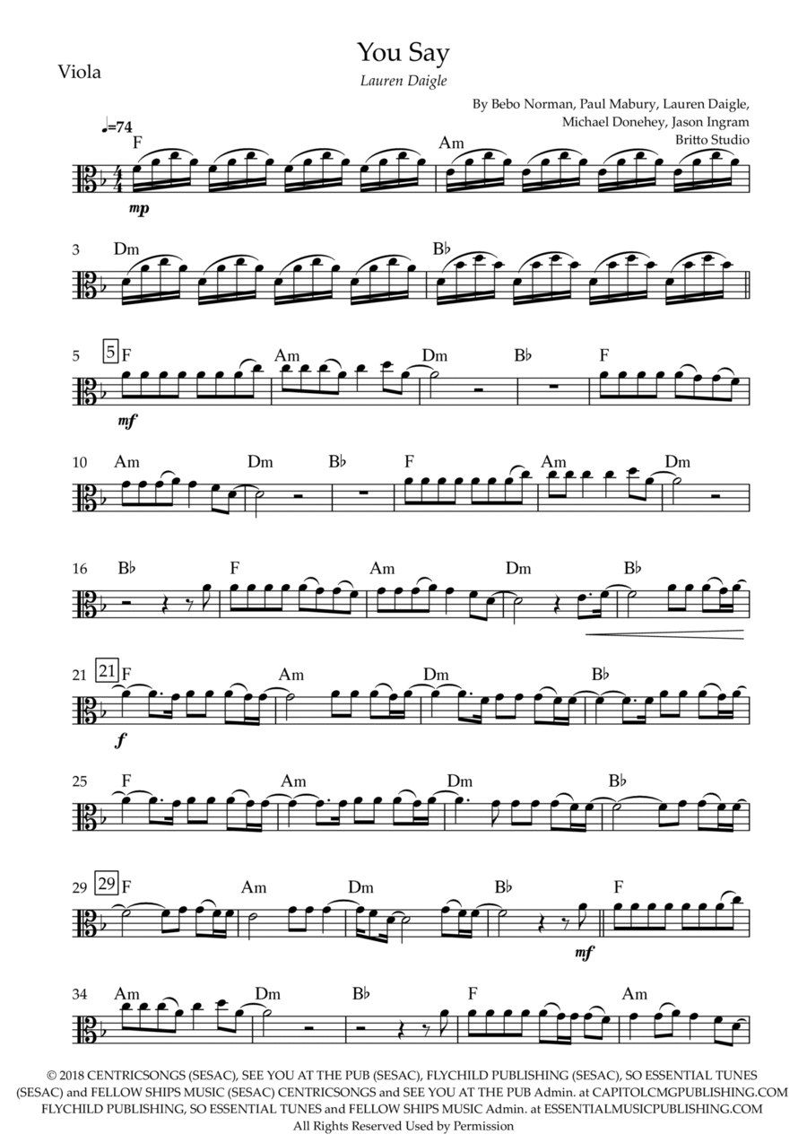 You Say You Say Viola Solo scores gallery preview page 1