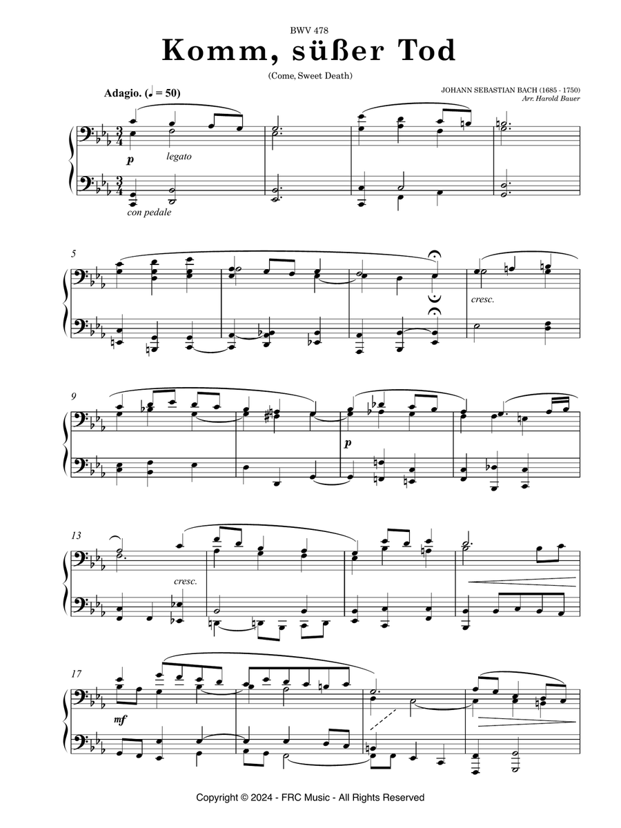 Komm, süßer Tod (Come, Sweet Death) BWV 478 as played by Víkingur Ólafsson Piano Method scores gallery preview page 3