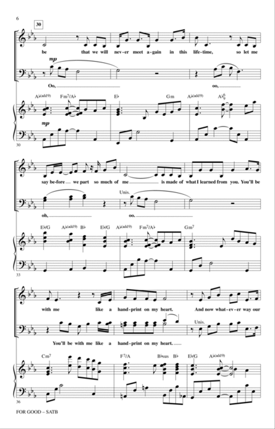 For Good (from Wicked) (arr. Mac Huff) 4-Part scores gallery preview page 4