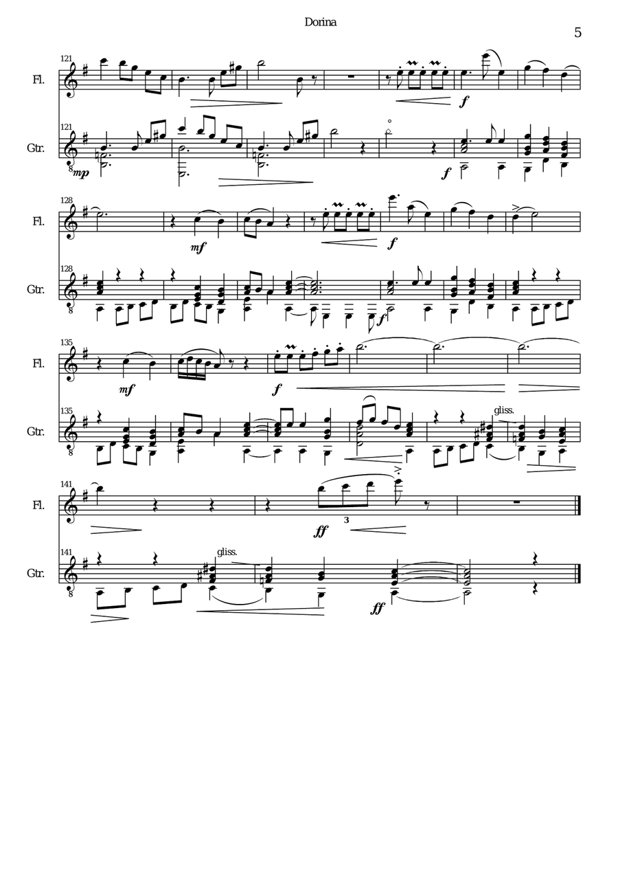 Dorina for flute and guitar Flute scores gallery preview page 5