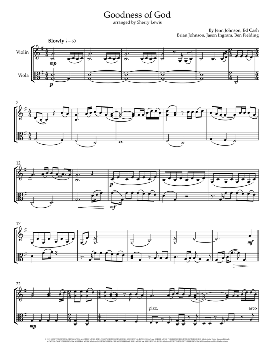 Goodness Of God Goodness Of God String Duet scores gallery preview page 1
