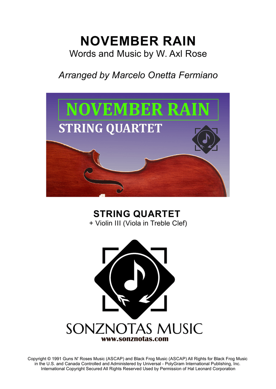 November Rain String Quartet scores gallery preview page 1