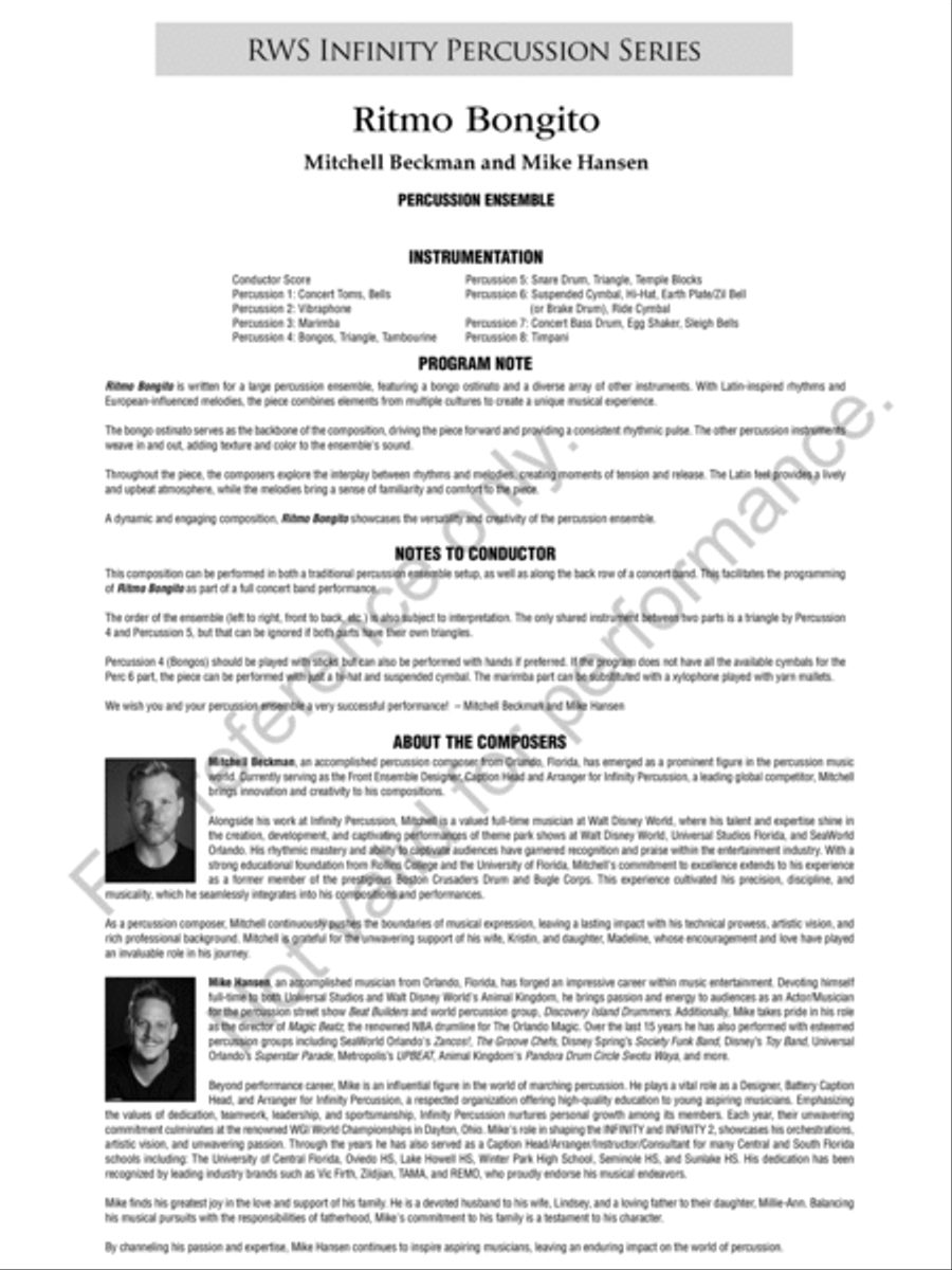 Ritmo Bongito Ritmo Bongito Percussion Ensemble scores gallery preview page 3