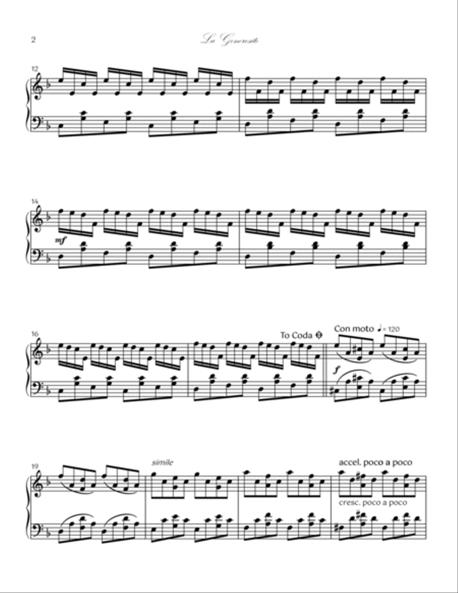 LA GENEROSITE LA GENEROSITE Piano Solo scores gallery preview page 2