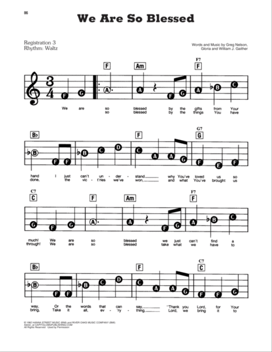 We Are So Blessed Electronic Keyboard scores gallery preview page 1