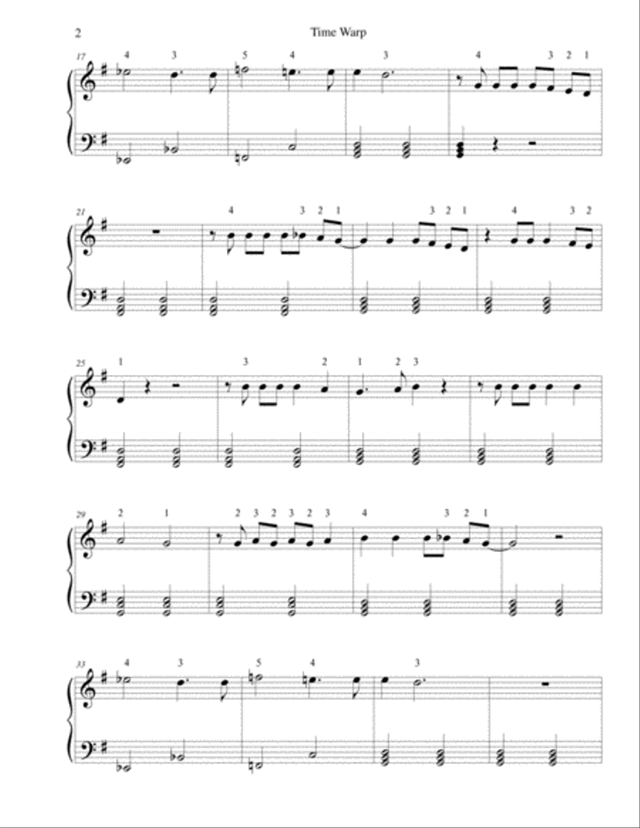 Time Warp Easy Piano scores gallery preview page 2