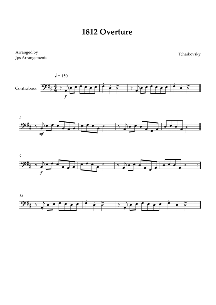 1812 Overture for Contrabass Double Bass scores gallery preview page 1