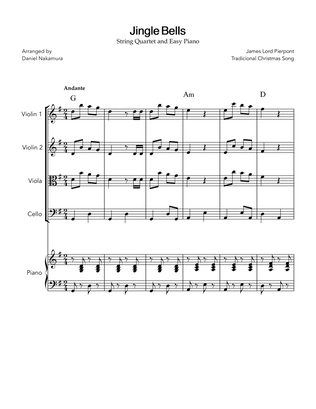 Jingle Bells (for String Quartet and Easy Piano)