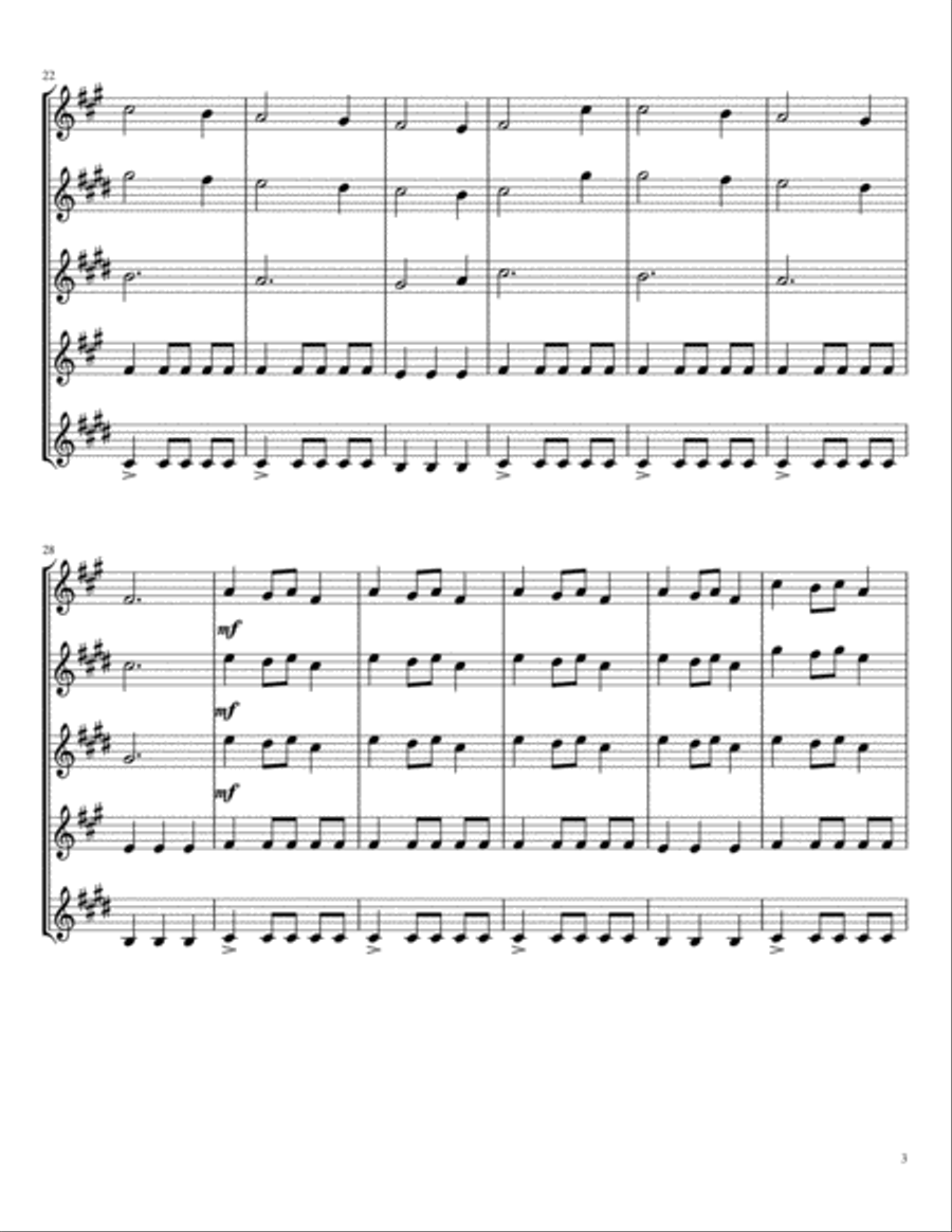 Carol Of The Bells (Trans Siberian Version) Woodwind Quartet scores gallery preview page 3