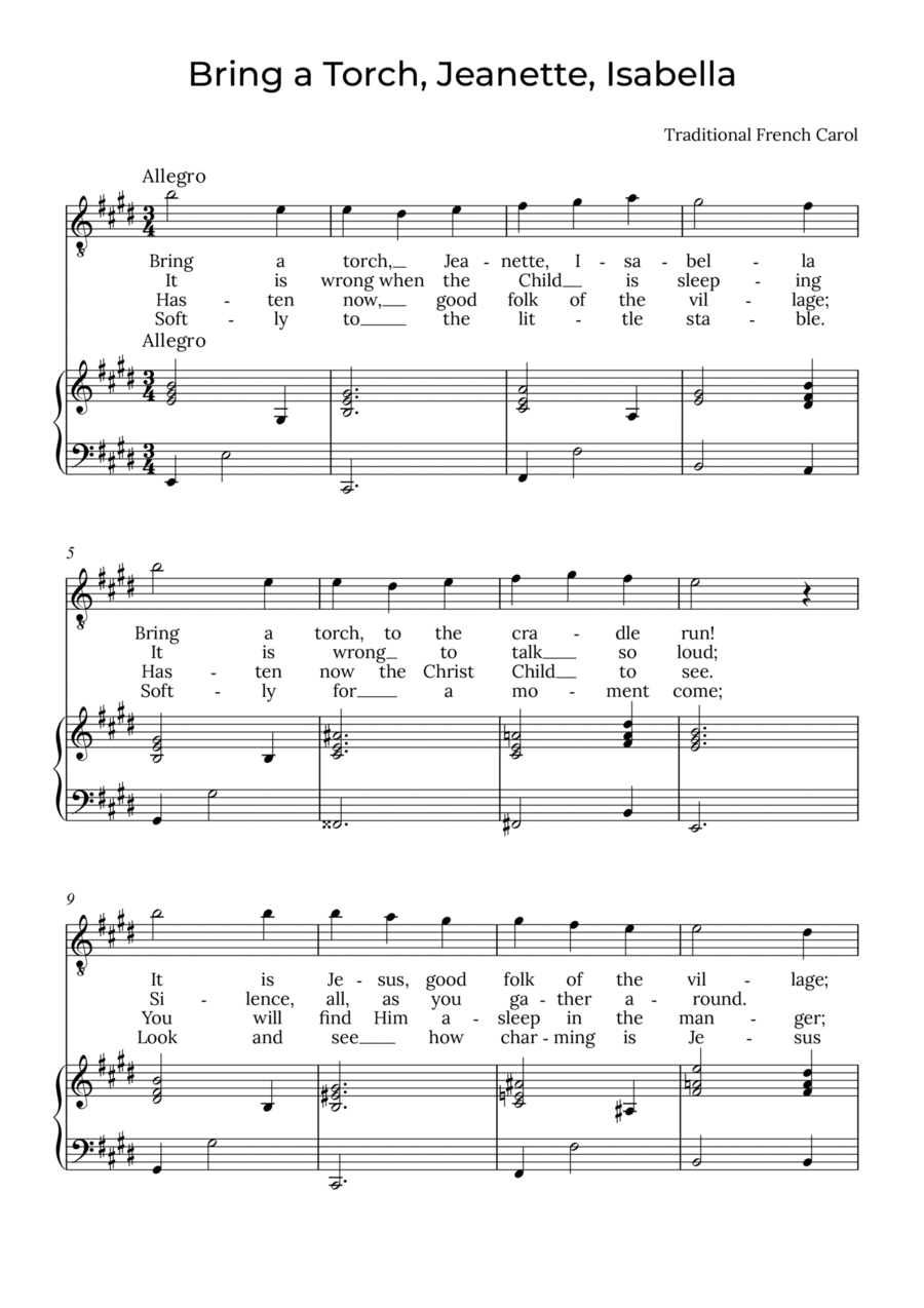 Bring a Torch, Isabella - Baritone in E, Jeanette Voice Solo scores gallery preview page 1