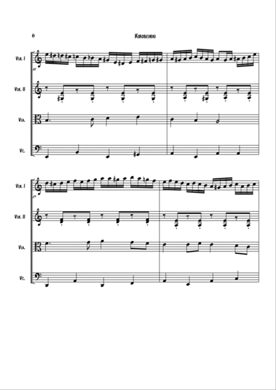 Korobeiniki (Tetris Theme) String Quartet scores gallery preview page 6
