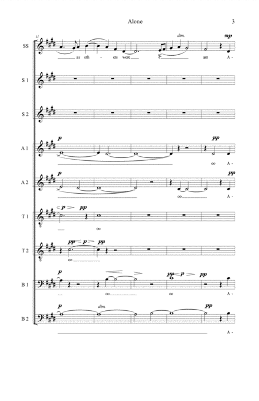 Alone (Edgar Alan Poe) 4-Part scores gallery preview page 3