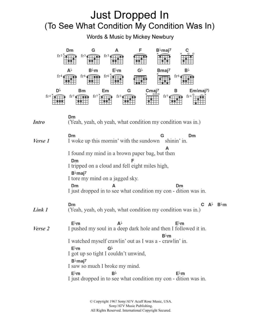 Just Dropped In (To See What Condition My Condition Was In) Electric Guitar scores gallery preview page 1