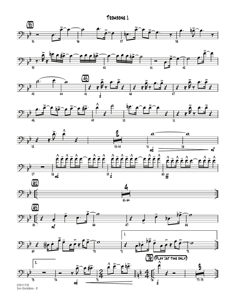 Sun Goddess - Trombone 1 Jazz Ensemble scores gallery preview page 2