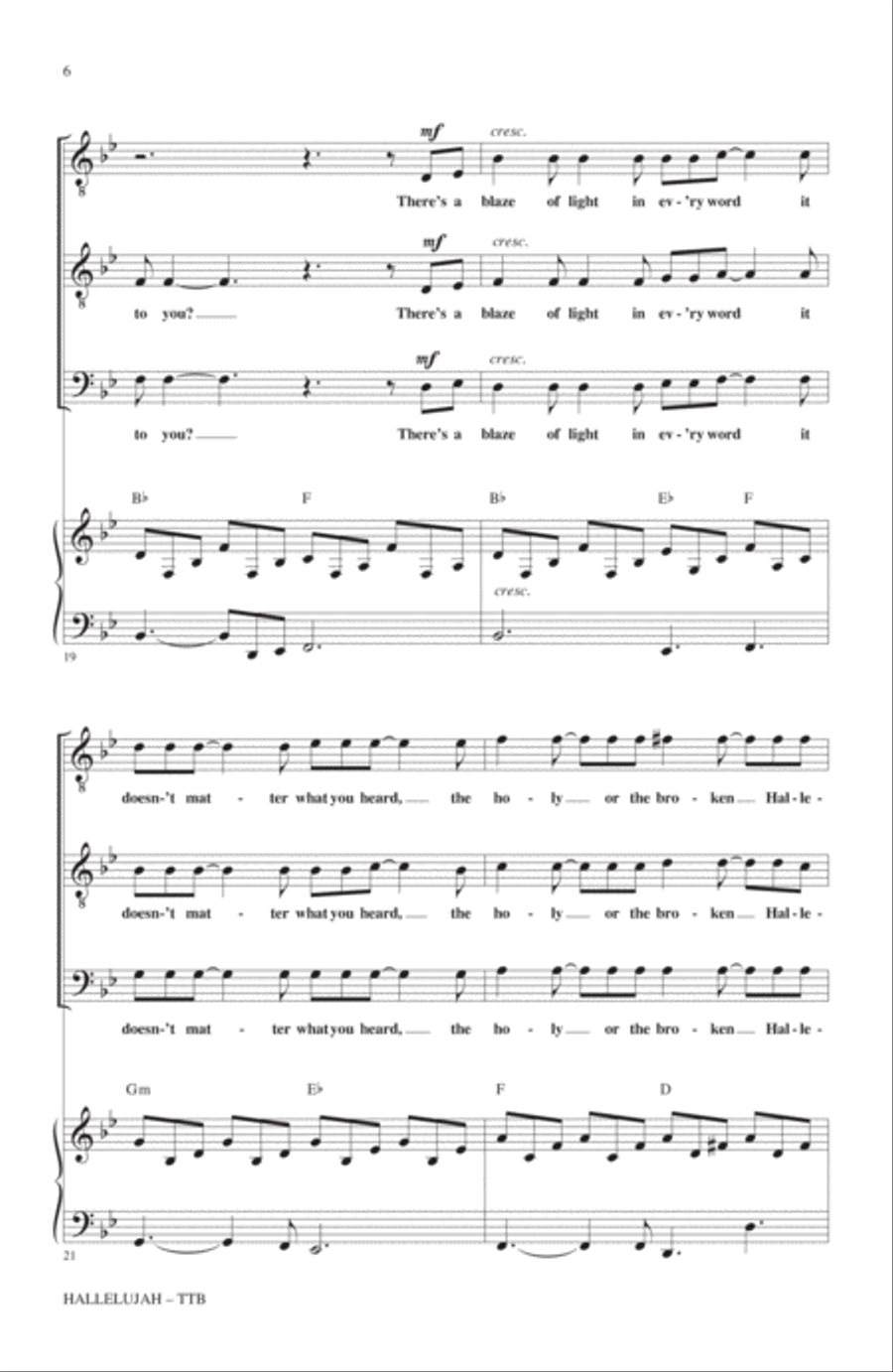 Hallelujah (arr. Roger Emerson) TTB scores gallery preview page 5