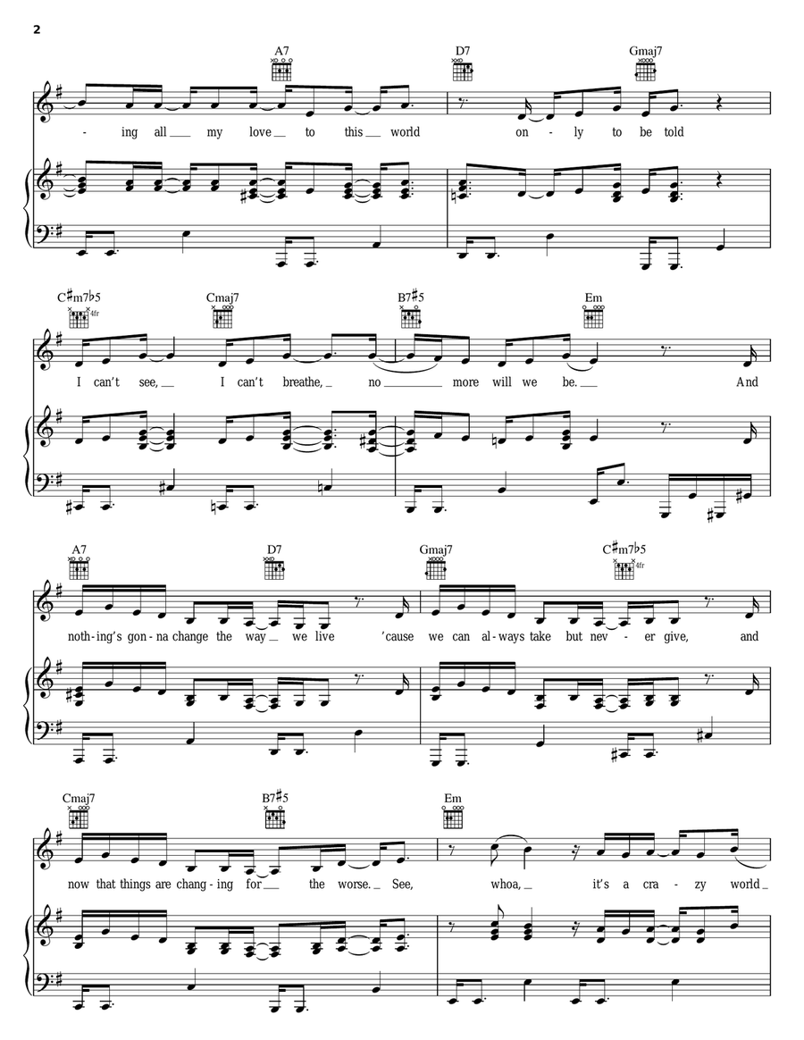 Virtual Insanity Piano, Vocal, Guitar scores gallery preview page 2