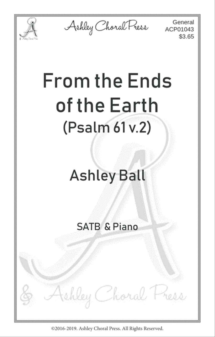 From the ends of the earth Psalm 61 v. 2 4-Part scores gallery preview page 1