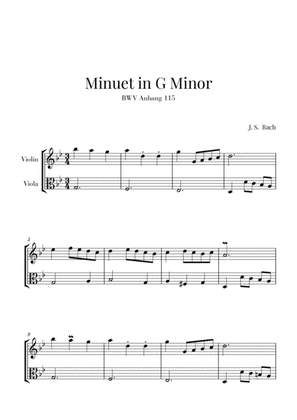 Book cover for Bach - Minuet in G Minor (BWV Anhang 115) for Violin and Viola