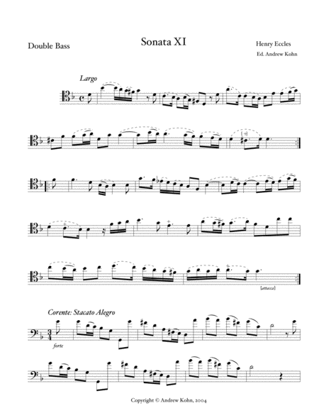 Eccles Sonata 11, double bass and piano