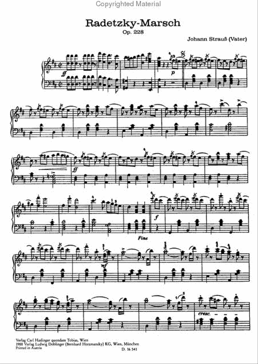 Radetzky-Marsch op. 228 Piano Solo scores gallery preview page 2