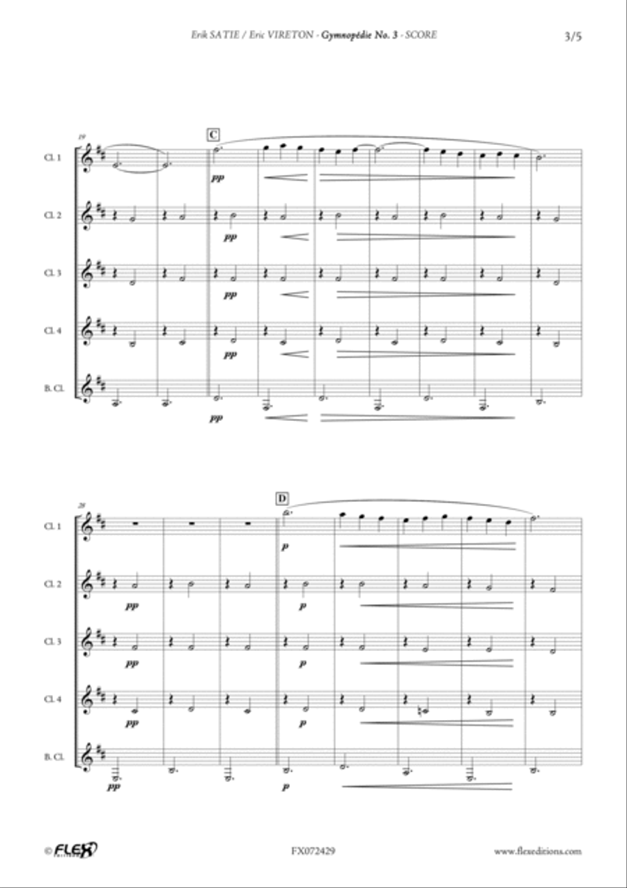 Gymnopedie No. 3 Clarinet Quintet scores gallery preview page 3