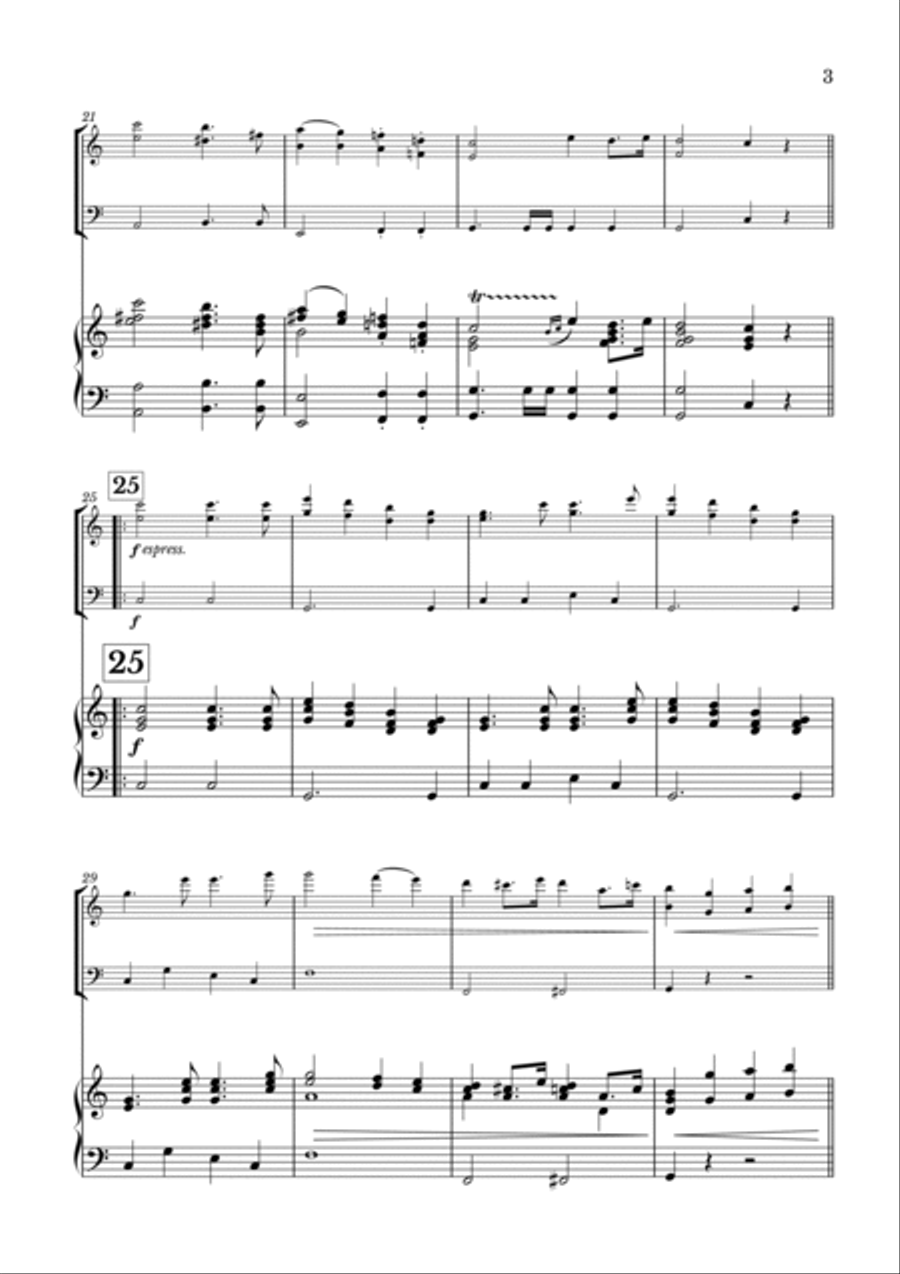 Wedding March Mendelssohn for Violin, Cello and Piano Piano Trio scores gallery preview page 3