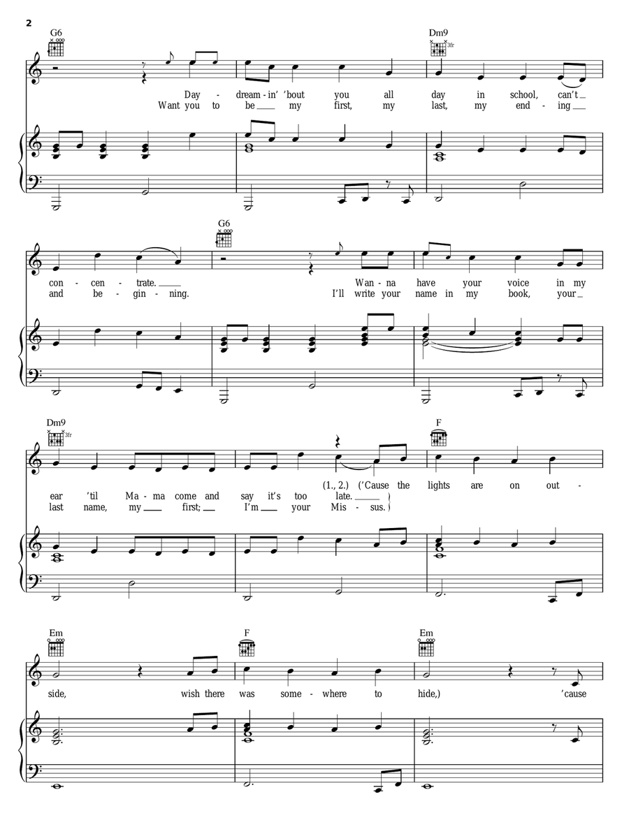 Teenage Love Affair Teenage Love Affair Piano, Vocal, Guitar scores gallery preview page 2