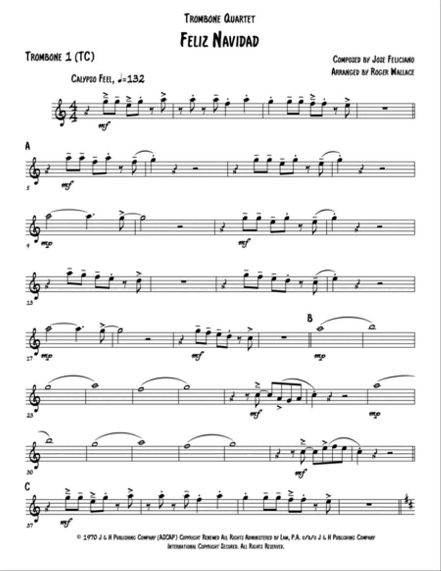 Feliz Navidad Brass Quartet scores gallery preview page 6