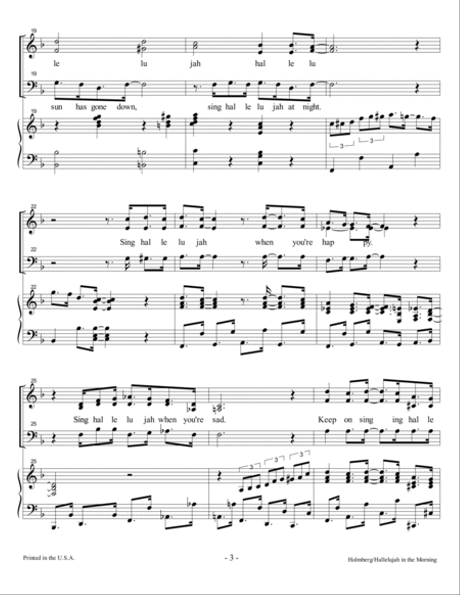Hallelujah in the Morning - SAB 3-Part scores gallery preview page 3