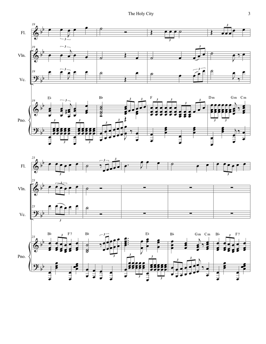 The Holy City (Duet for Violin and Cello) Piano Trio scores gallery preview page 3