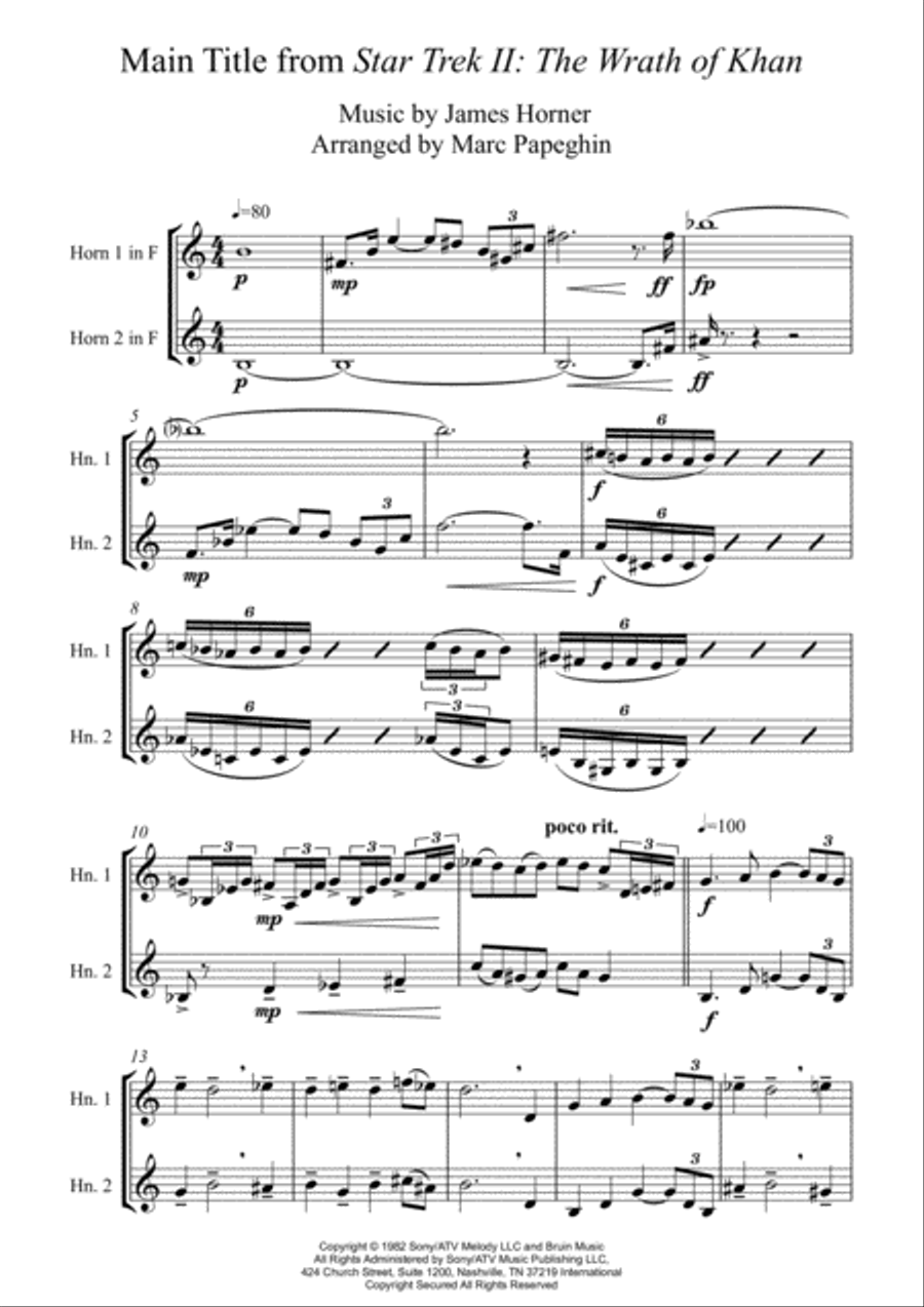 Star Trek(r) II - The Wrath Of Khan Brass Duet scores gallery preview page 2